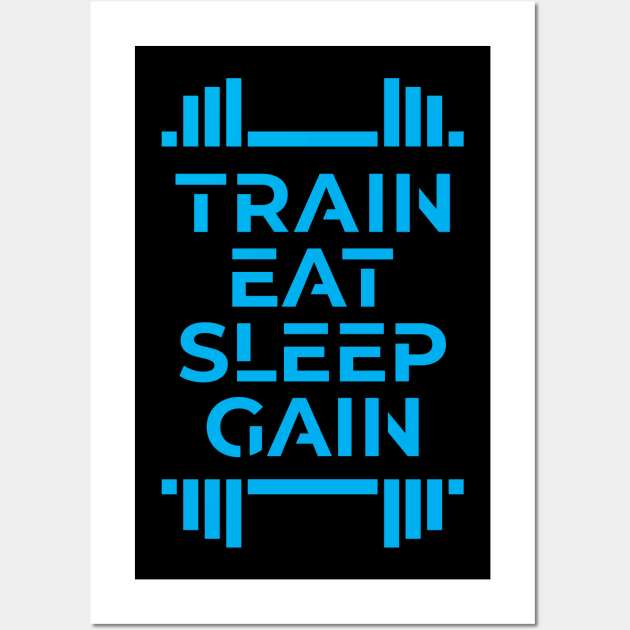 train eat sleep gain Wall Art by peace and love